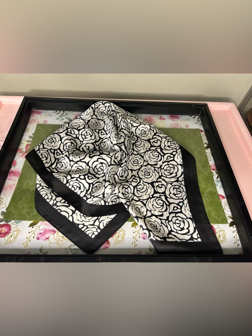 Black & White Floral Scarf - Picture 2 of 5